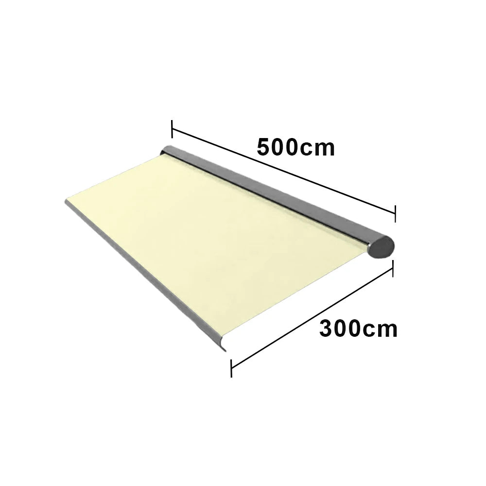 SOLARA Electric Retractable Awning Black Frame Remote Control Waterproof Aluminium 300/400/500cm Patio Balcony Outdoor Use - Beige