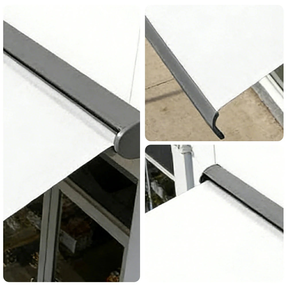 SOLARA Electric Retractable Awning Black Frame Remote Control Waterproof Aluminium 300/400/500cm Patio Balcony Outdoor Use - White