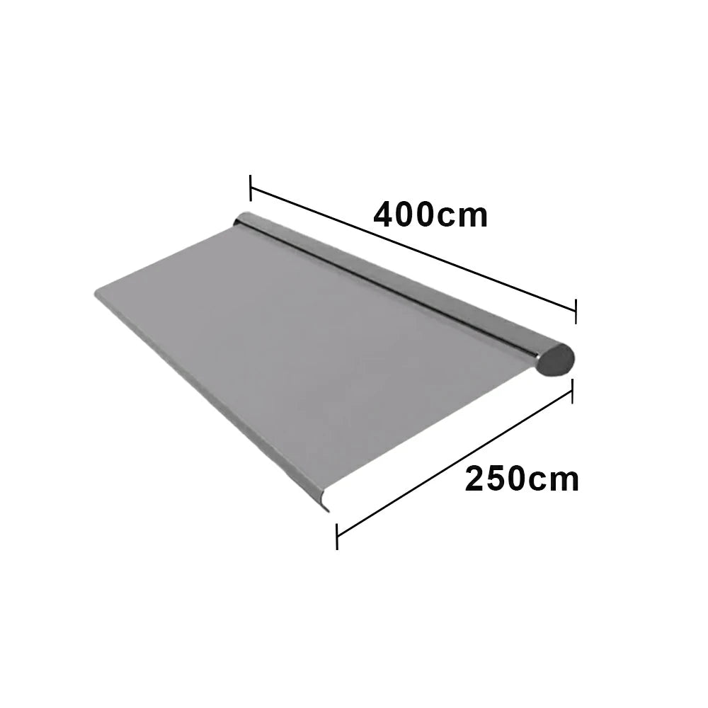 SOLARA Electric Retractable Awning Black Frame Remote Control Waterproof Aluminium 300/400/500cm Patio Balcony Outdoor Use - Grey