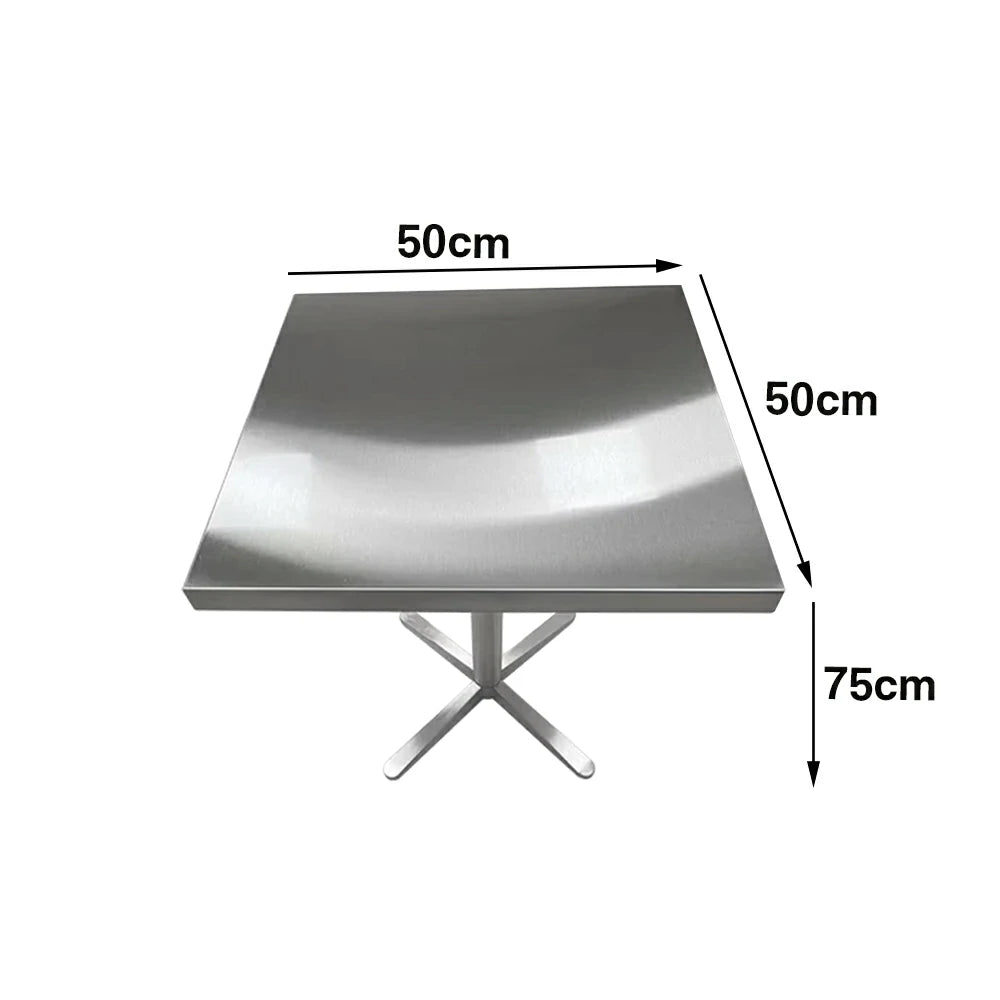 SOLARA Stainless Steel Thick Edge Square Table Heavy Duty Stable Frame Multi-Size 50/60/80cm for Kitchen Café Dining