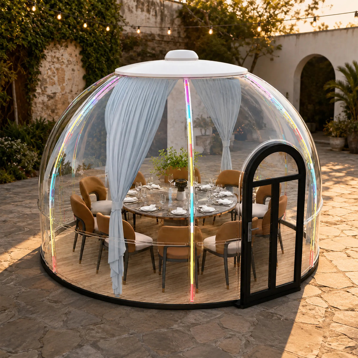 TREKKA Dome House Tent - Waterproof Transparent PVC Outdoor Gazebo with Steel Frame - 3.6m/4.2m Large Space for Garden Restaurant Resort - White & Transparent
