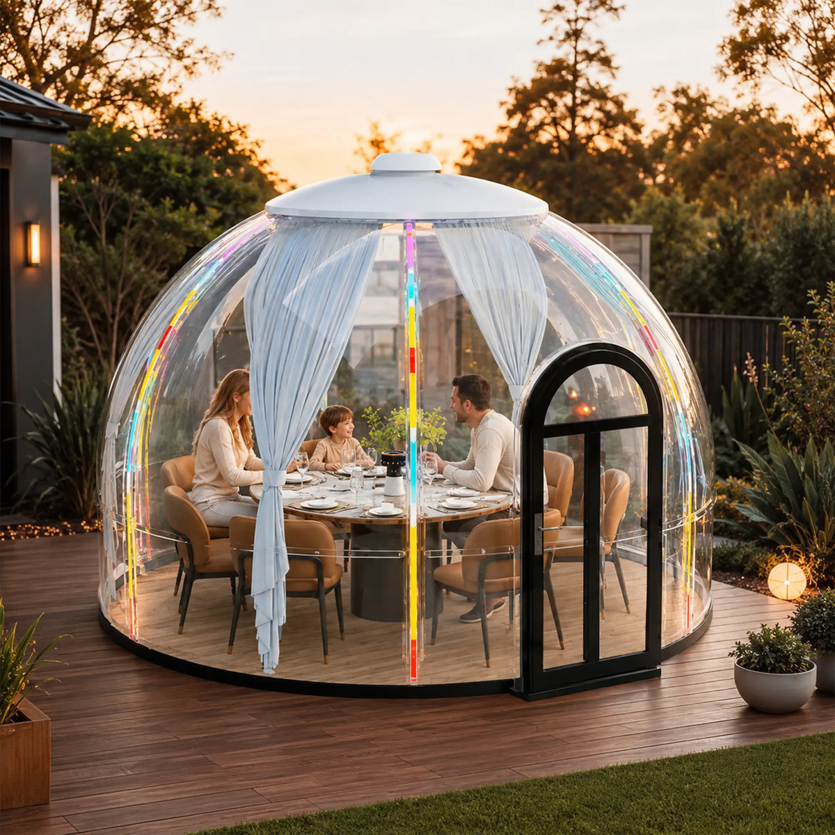 TREKKA Dome House Tent - Waterproof Transparent PVC Outdoor Gazebo with Steel Frame - 3.6m/4.2m Large Space for Garden Restaurant Resort - White & Transparent