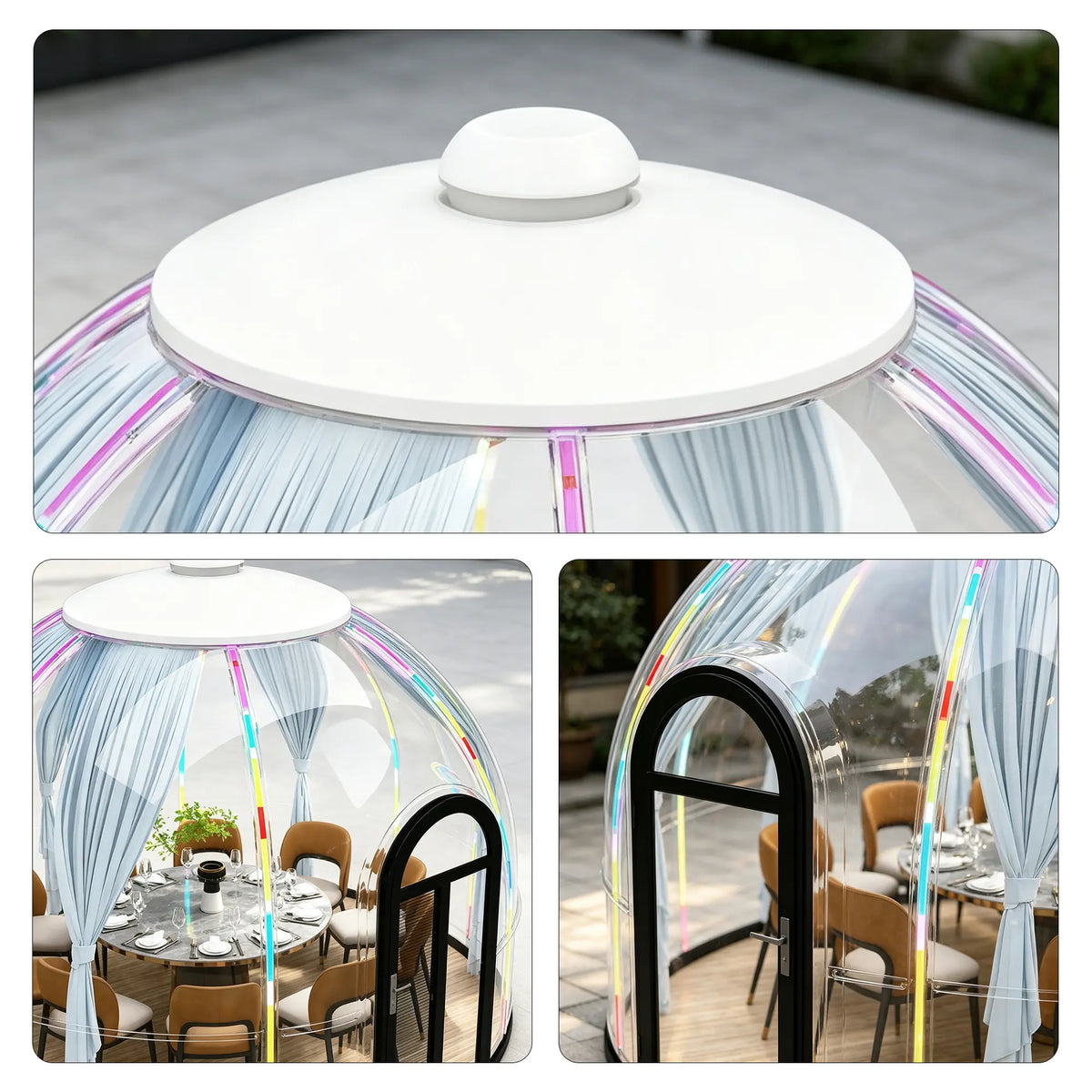 TREKKA Dome House Tent - Waterproof Transparent PVC Outdoor Gazebo with Steel Frame - 3.6m/4.2m Large Space for Garden Restaurant Resort - White & Transparent
