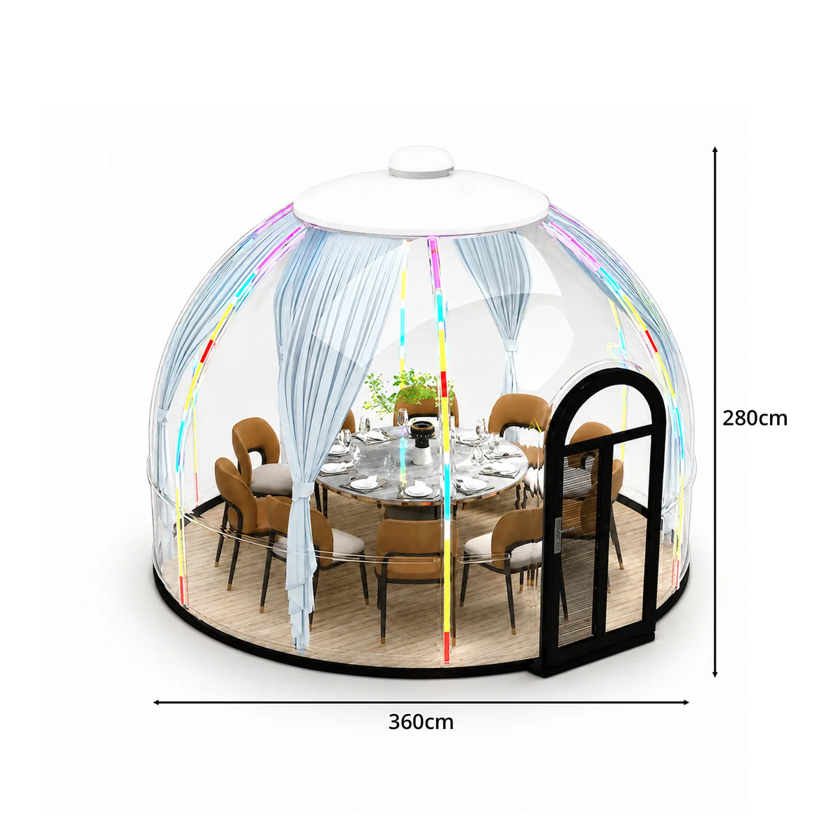 TREKKA Dome House Tent - Waterproof Transparent PVC Outdoor Gazebo with Steel Frame - 3.6m/4.2m Large Space for Garden Restaurant Resort - White & Transparent