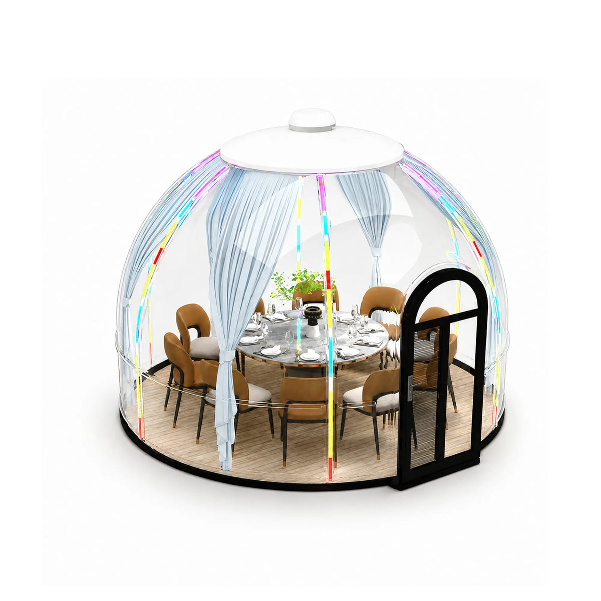 TREKKA Dome House Tent - Waterproof Transparent PVC Outdoor Gazebo with Steel Frame - 3.6m/4.2m Large Space for Garden Restaurant Resort - White & Transparent