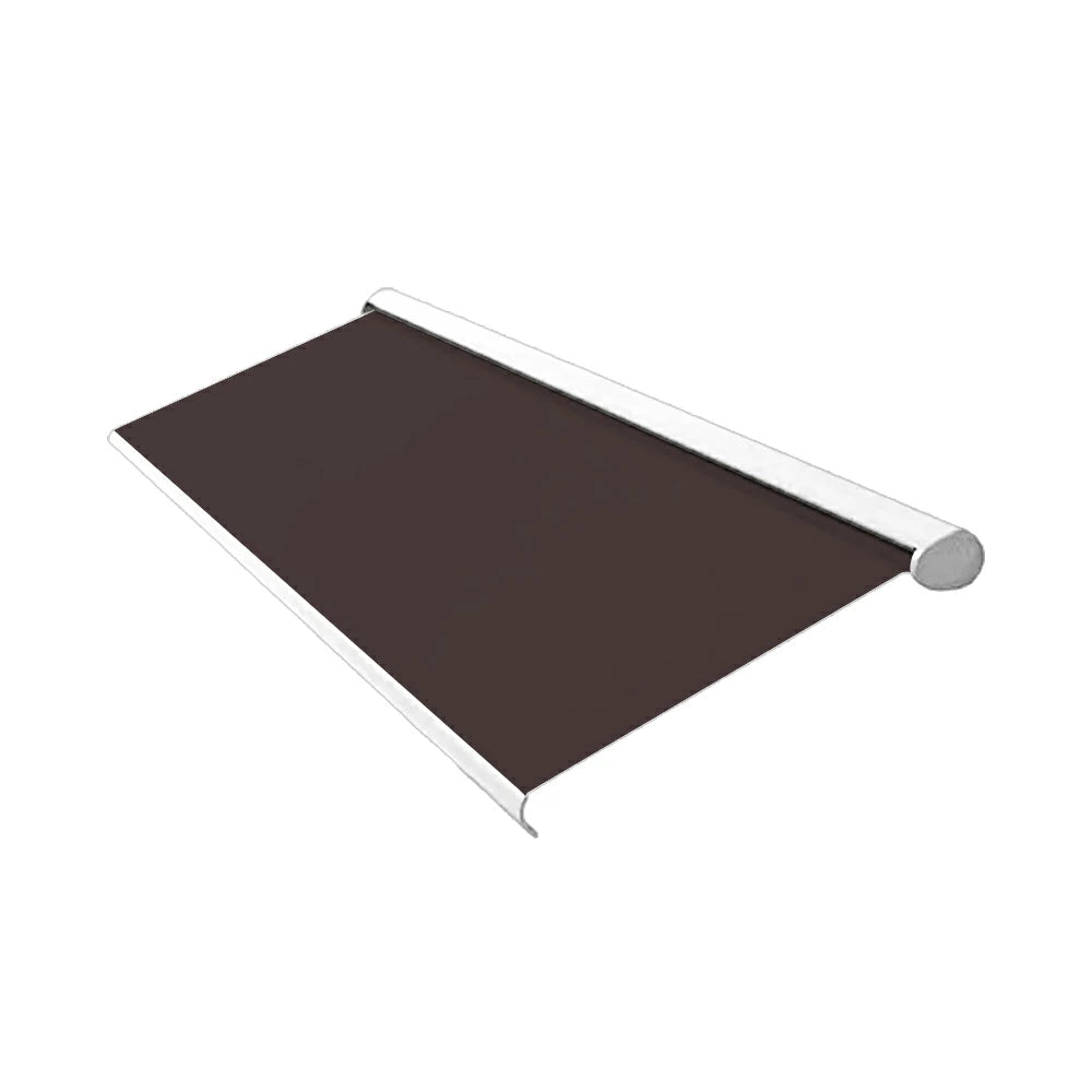 SOLARA Electric Retractable Awning White Frame Remote Control Waterproof Aluminium 300/400/500cm Patio Balcony Outdoor Use - Brown