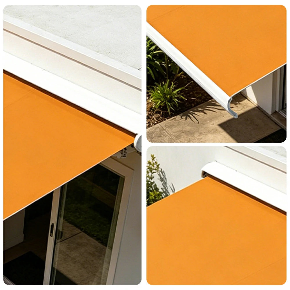 SOLARA Electric Retractable Awning White Frame Remote Control Waterproof Aluminium 300/400/500cm Patio Balcony Outdoor Use - Orange
