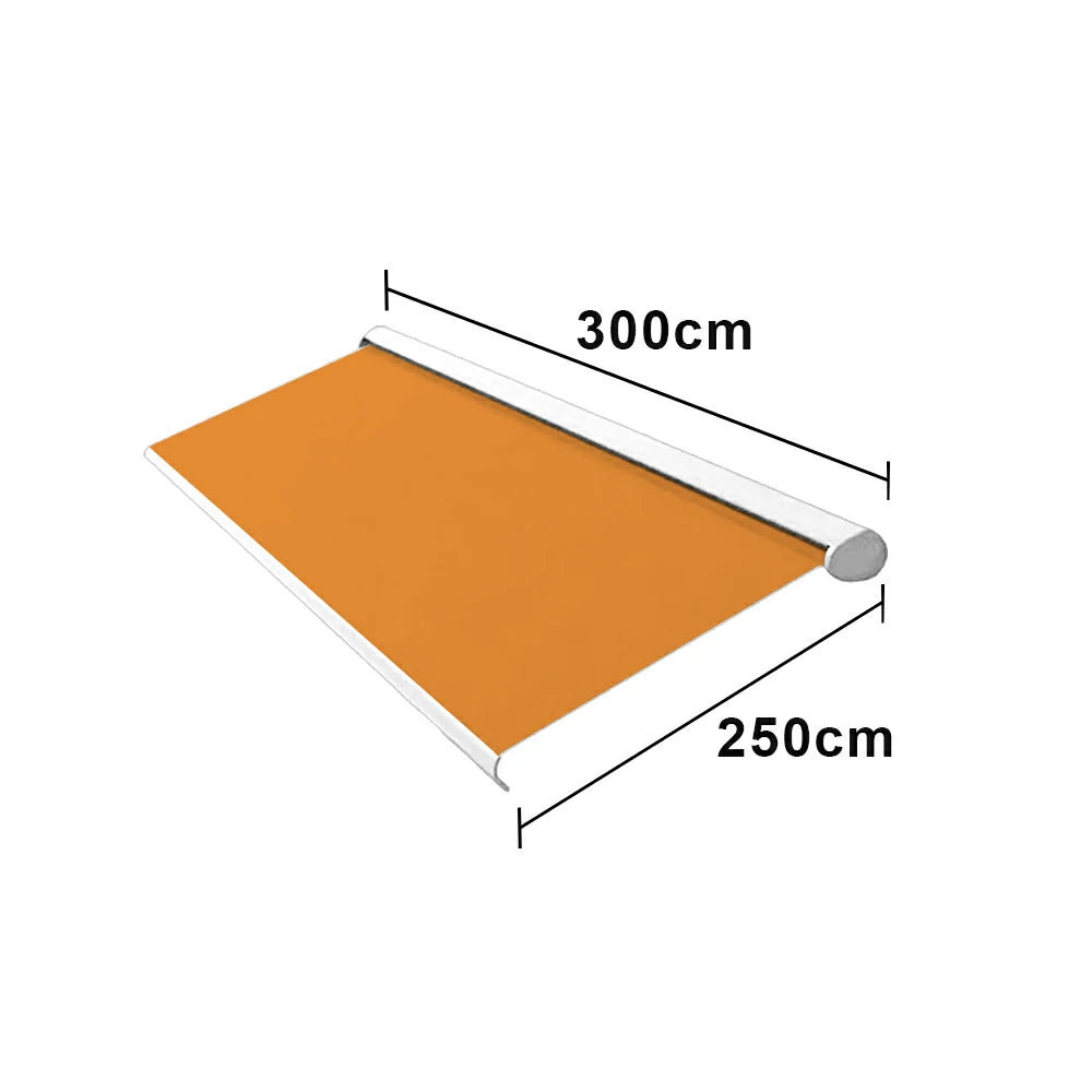SOLARA Electric Retractable Awning White Frame Remote Control Waterproof Aluminium 300/400/500cm Patio Balcony Outdoor Use - Orange