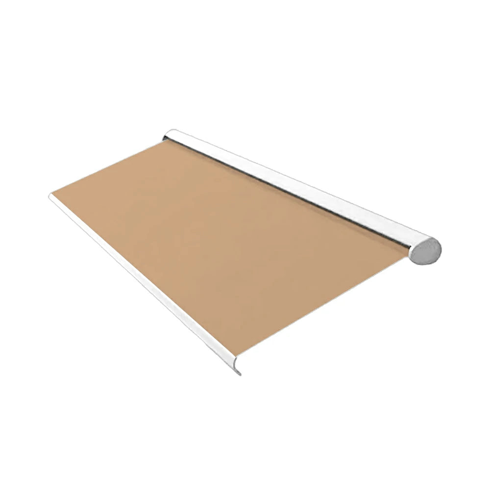 SOLARA Electric Retractable Awning White Frame Remote Control Waterproof Aluminium 300/400/500cm Patio Balcony Outdoor Use - Khaki