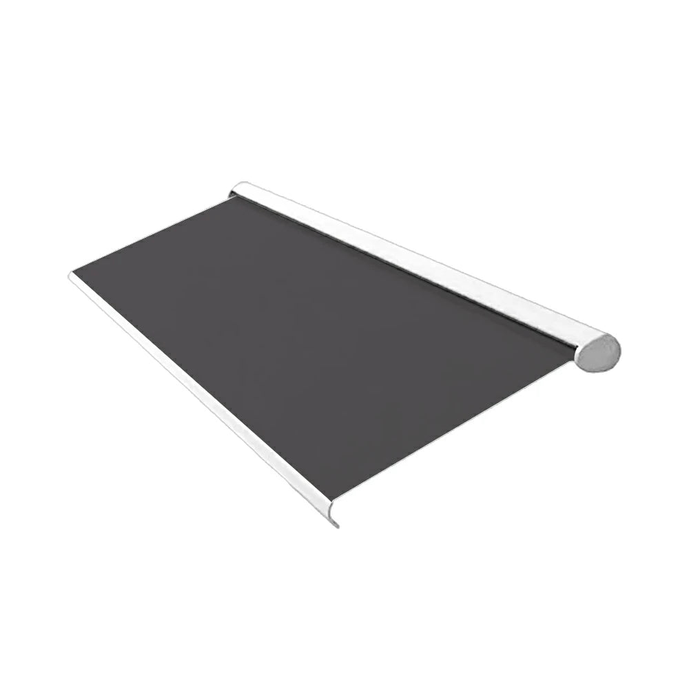 SOLARA Electric Retractable Awning White Frame Remote Control Waterproof Aluminium 300/400/500cm Patio Balcony Outdoor Use - Dark Grey