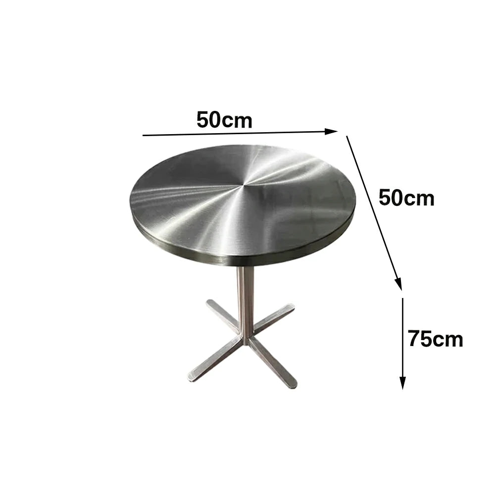 SOLARA Stainless Steel Thick Edge Round Table Heavy Duty Stable Frame Multi-Size 50/60/80cm for Kitchen Café Dining