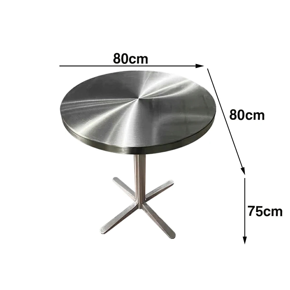 SOLARA Stainless Steel Thick Edge Round Table Heavy Duty Stable Frame Multi-Size 50/60/80cm for Kitchen Café Dining