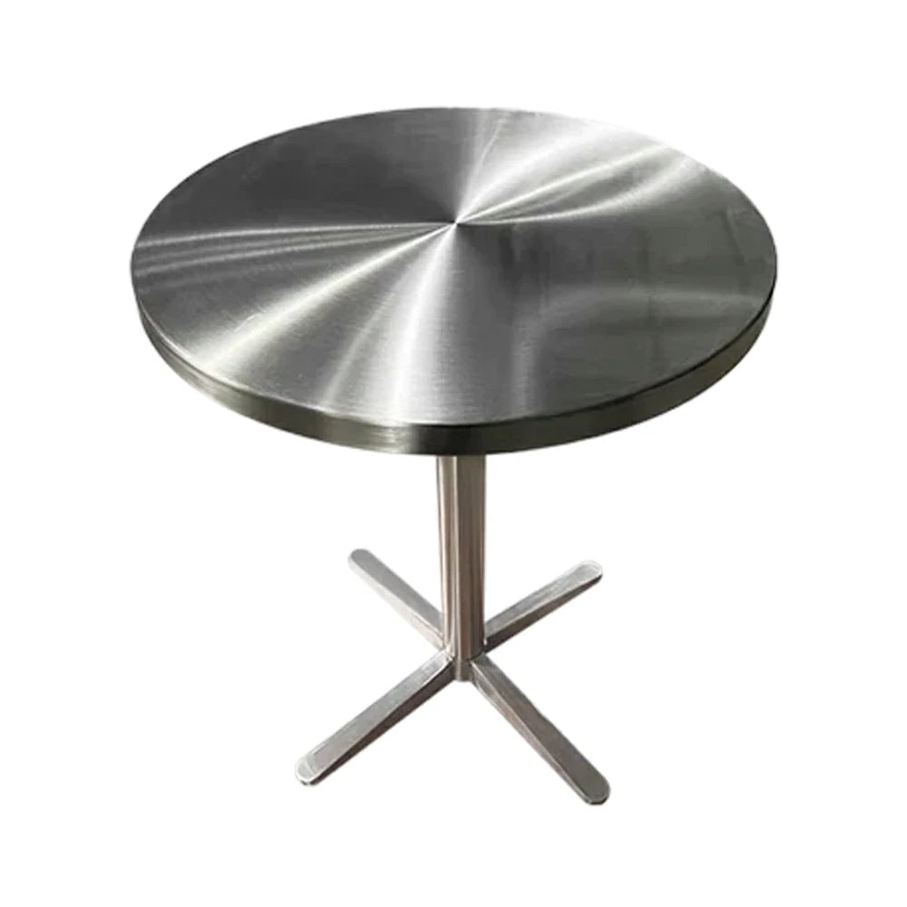SOLARA Stainless Steel Thick Edge Round Table Heavy Duty Stable Frame Multi-Size 50/60/80cm for Kitchen Café Dining