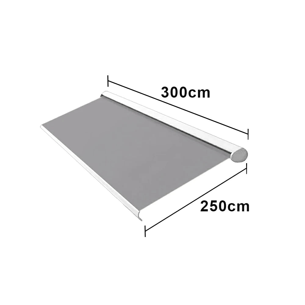 SOLARA Electric Retractable Awning White Frame Remote Control Waterproof Aluminium 300/400/500cm Patio Balcony Outdoor Use - Grey