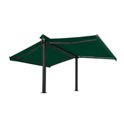 SOLARA Double Folding Awning Large Shade Waterproof Aluminium Frame 300/400/500cm Patio Cafe Backyard Use - Dark Green