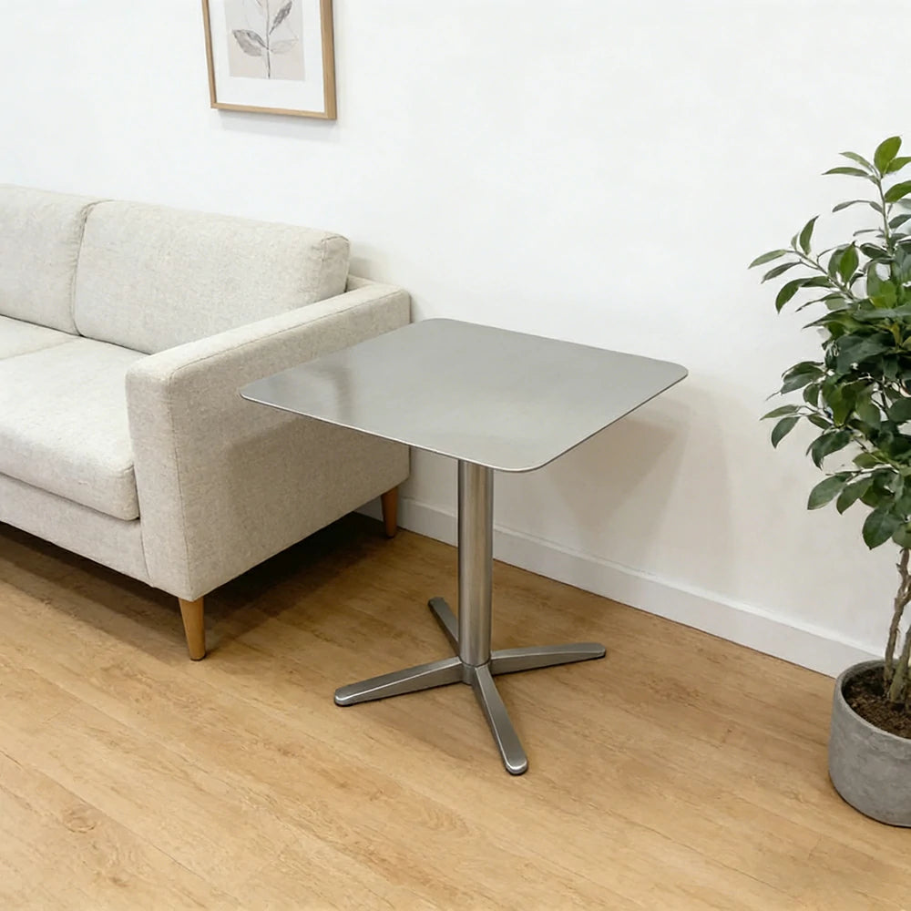 SOLARA Stainless Steel Solid Square Table Heavy Duty Stable Frame Multi-Size 50/60/80cm for Kitchen Café Dining