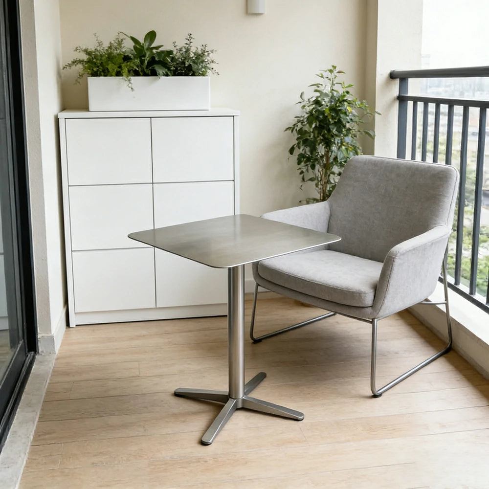 SOLARA Stainless Steel Solid Square Table Heavy Duty Stable Frame Multi-Size 50/60/80cm for Kitchen Café Dining