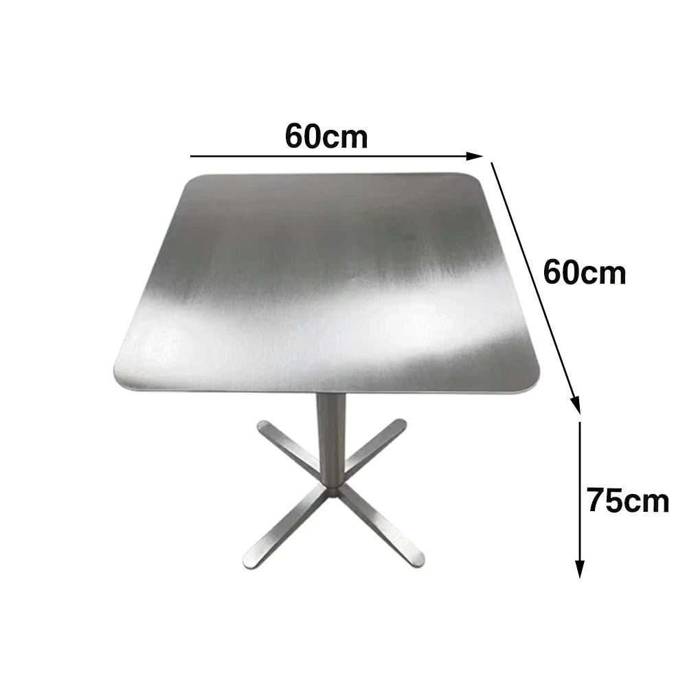 SOLARA Stainless Steel Solid Square Table Heavy Duty Stable Frame Multi-Size 50/60/80cm for Kitchen Café Dining