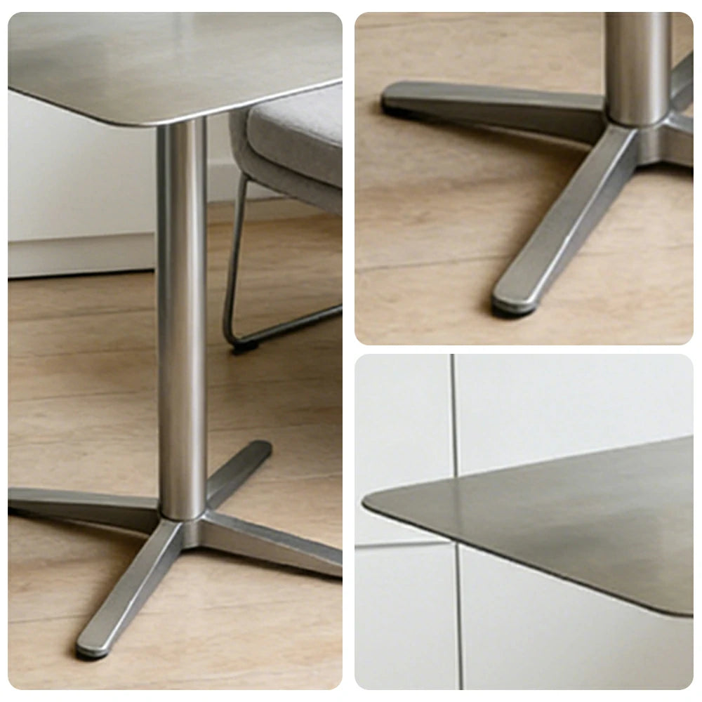 SOLARA Stainless Steel Solid Square Table Heavy Duty Stable Frame Multi-Size 50/60/80cm for Kitchen Café Dining