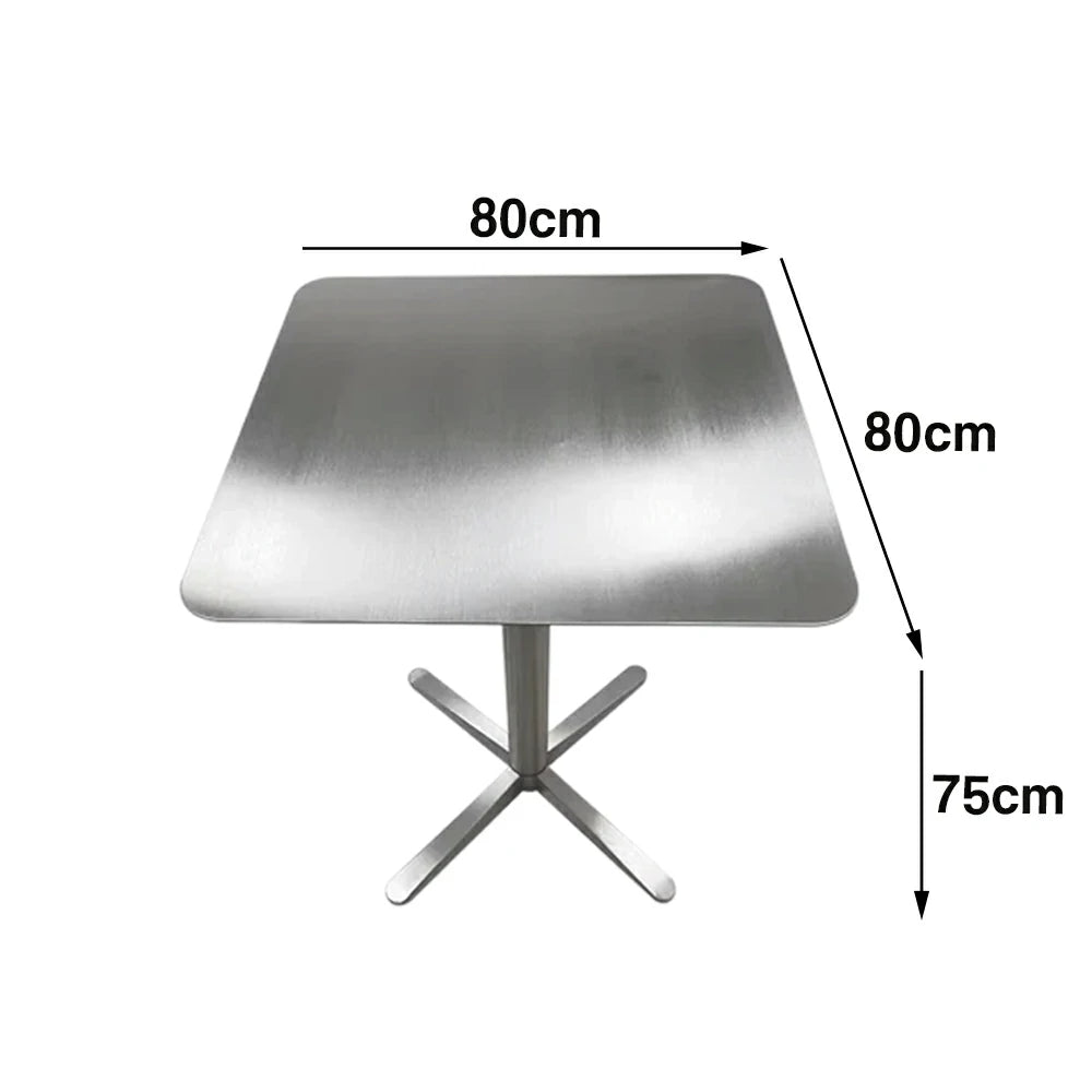 SOLARA Stainless Steel Solid Square Table Heavy Duty Stable Frame Multi-Size 50/60/80cm for Kitchen Café Dining