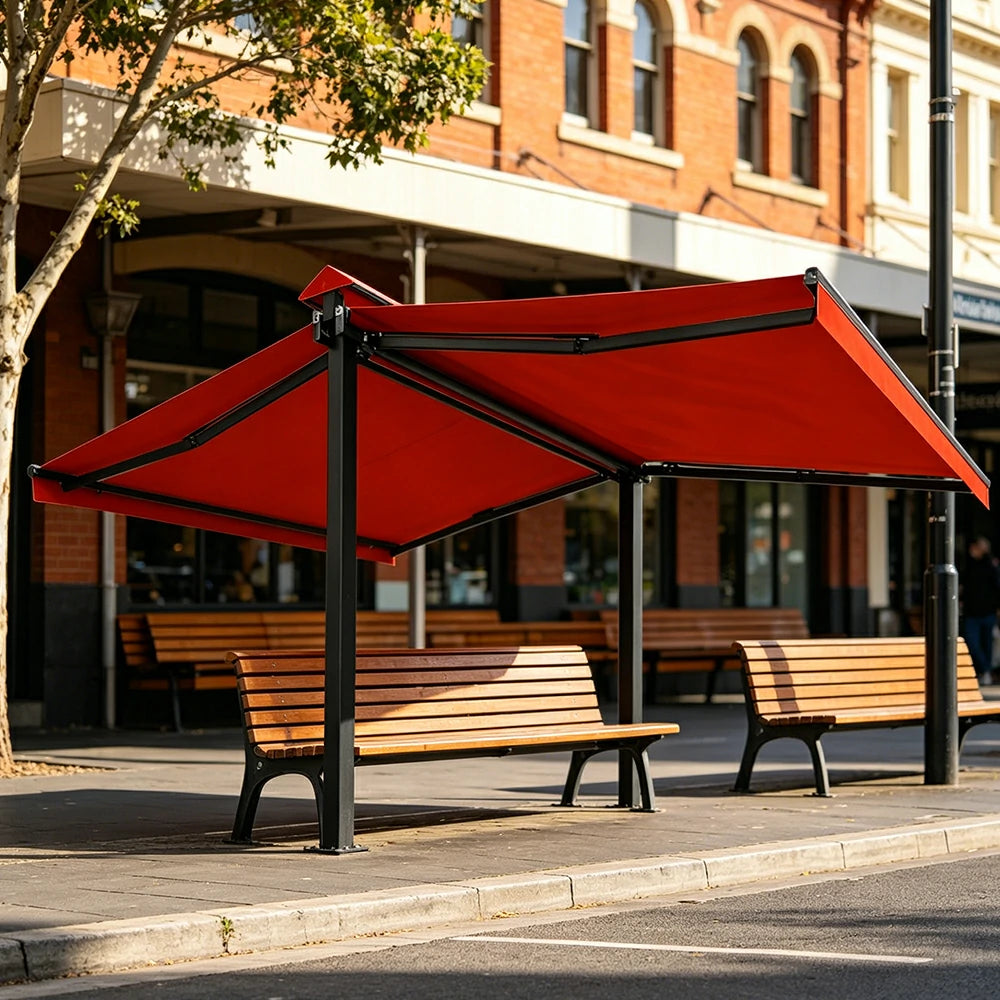 SOLARA Double Folding Awning Large Shade Waterproof Aluminium Frame 300/400/500cm Patio Cafe Backyard Use - Orange
