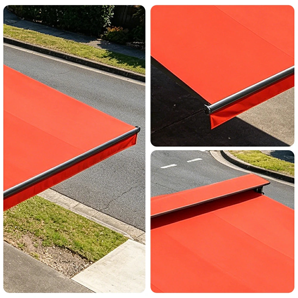 SOLARA Double Folding Awning Large Shade Waterproof Aluminium Frame 300/400/500cm Patio Cafe Backyard Use - Orange