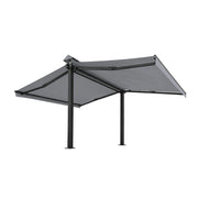 SOLARA Double Folding Awning Large Shade Waterproof Aluminium Frame 300/400/500cm Patio Cafe Backyard Use - Light Grey