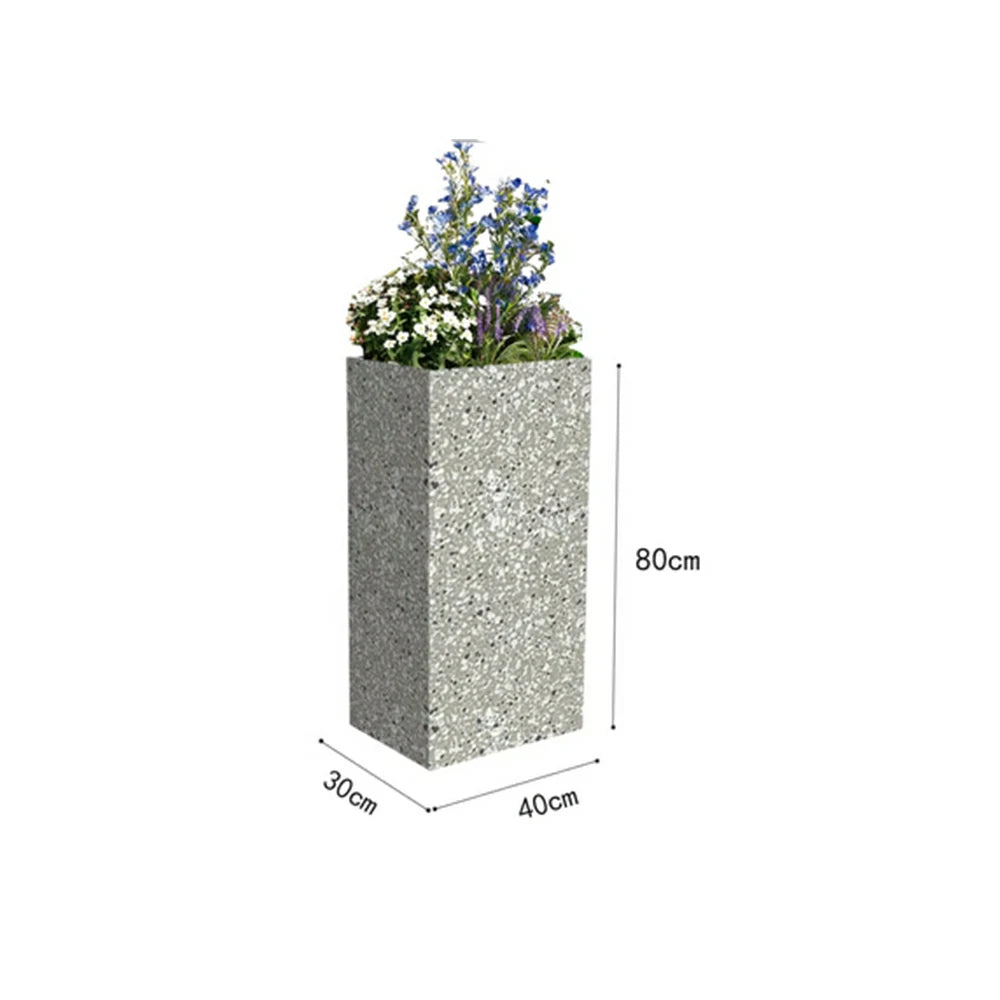 SOLARA Terrazzo Planter Box Galvanised Steel Weather Resistant 40cm Patio Cafe Garden Divider - Grey