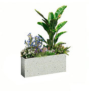 SOLARA Terrazzo Planter Box Galvanised Steel Weather Resistant 100/120/150cm Patio Cafe Garden Divider - Grey