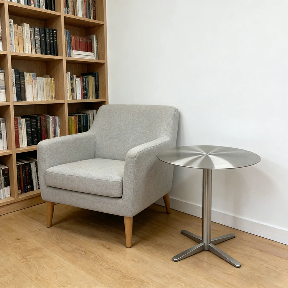SOLARA Stainless Steel Solid Round Table Heavy Duty Stable Frame Multi-Size 50/60/80cm for Kitchen Café Dining