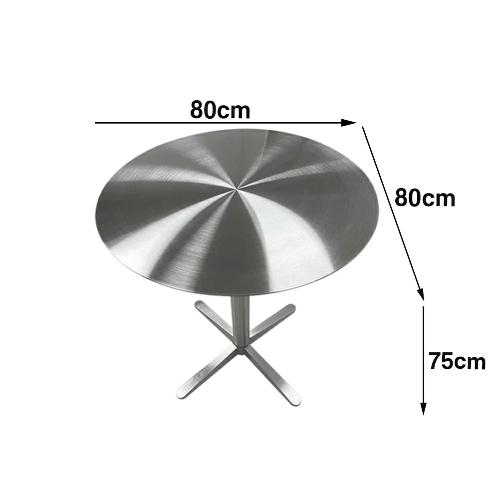 SOLARA Stainless Steel Solid Round Table Heavy Duty Stable Frame Multi-Size 50/60/80cm for Kitchen Café Dining
