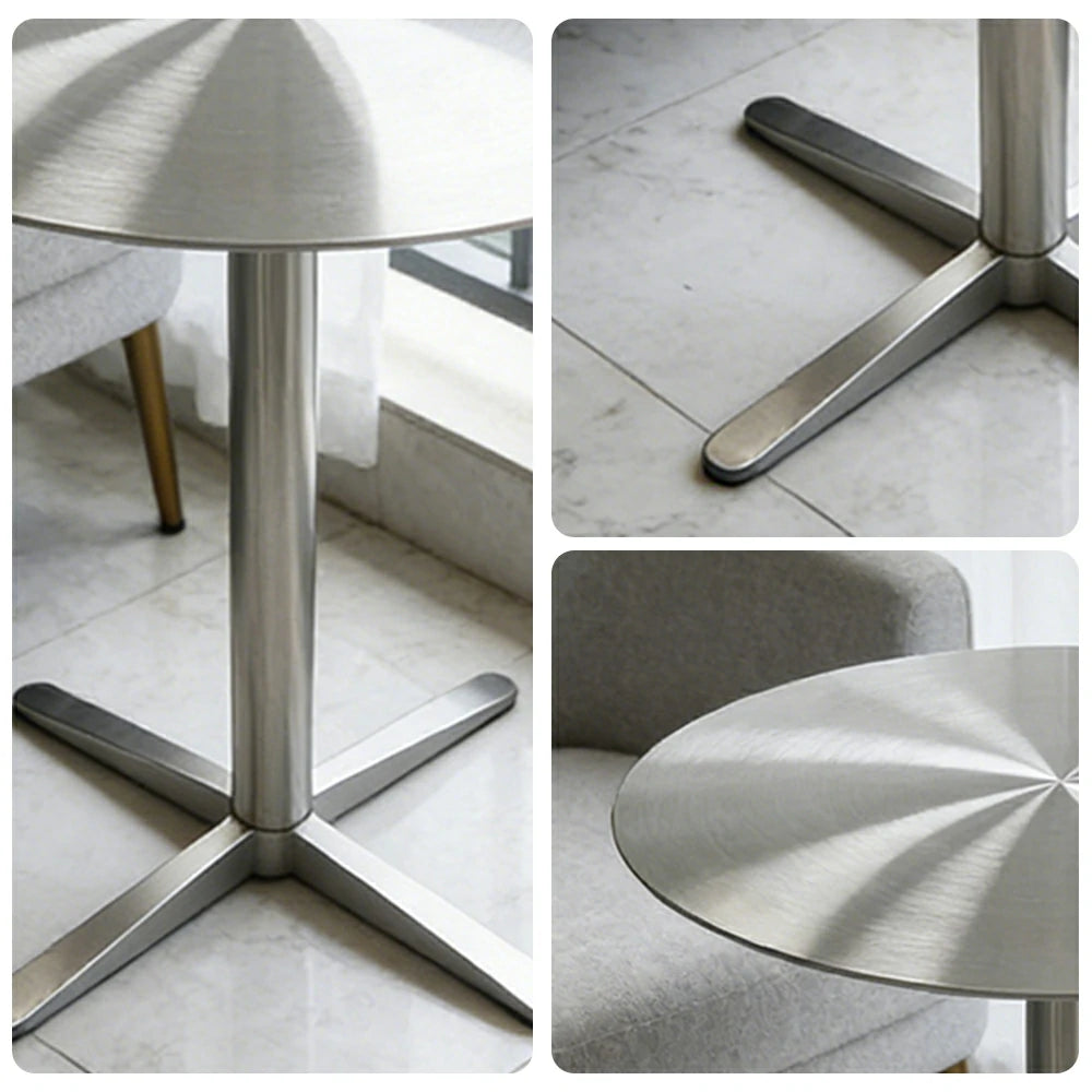 SOLARA Stainless Steel Solid Round Table Heavy Duty Stable Frame Multi-Size 50/60/80cm for Kitchen Café Dining