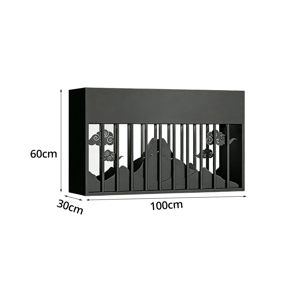 SOLARA Outdoor Signage Planter Box Galvanised Steel Laser Cut Anti Rust 80/100/120cm Commercial Garden Display Use - Black