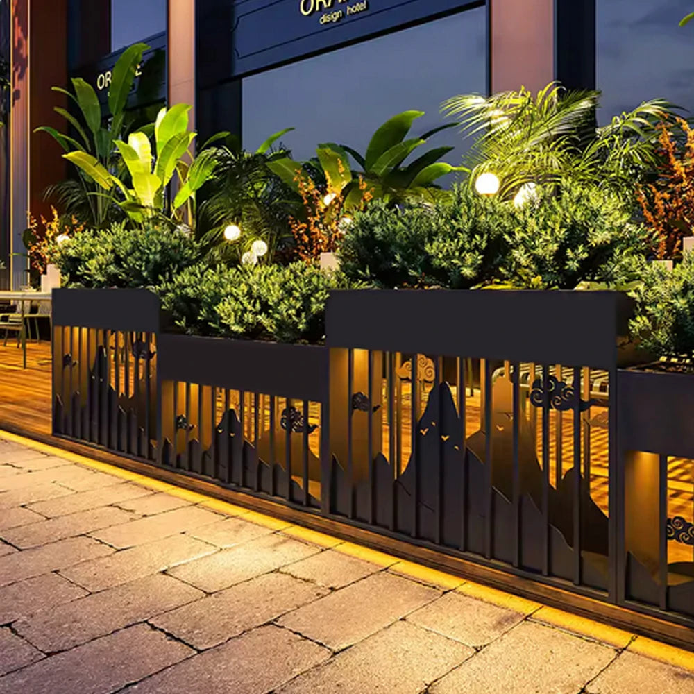 SOLARA Commercial Planter Box with Sign Panel Galvanised Steel Weather Resistant 80/100/120cm Outdoor Landscape Use - Black