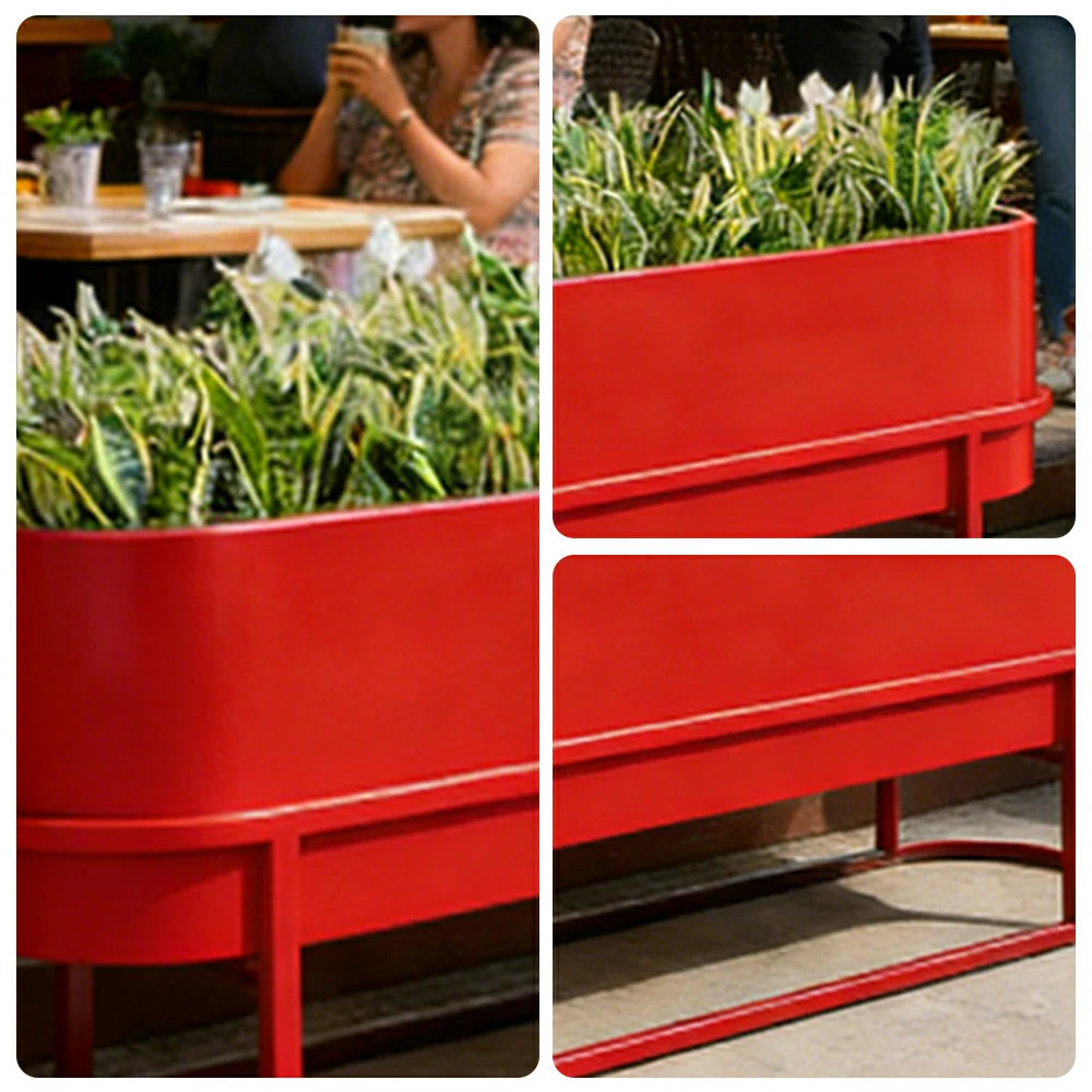 SOLARA Stainless Steel Planter Box Modern Outdoor Weather Resistant 100/120cm Patio Garden Commercial Use - Red
