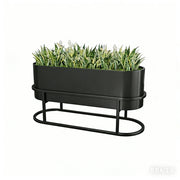 SOLARA Stainless Steel Planter Box Modern Outdoor Weather Resistant 100/120cm Patio Garden Commercial Use - Black