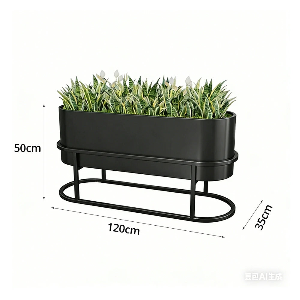 SOLARA Stainless Steel Planter Box Modern Outdoor Weather Resistant 100/120cm Patio Garden Commercial Use - Black