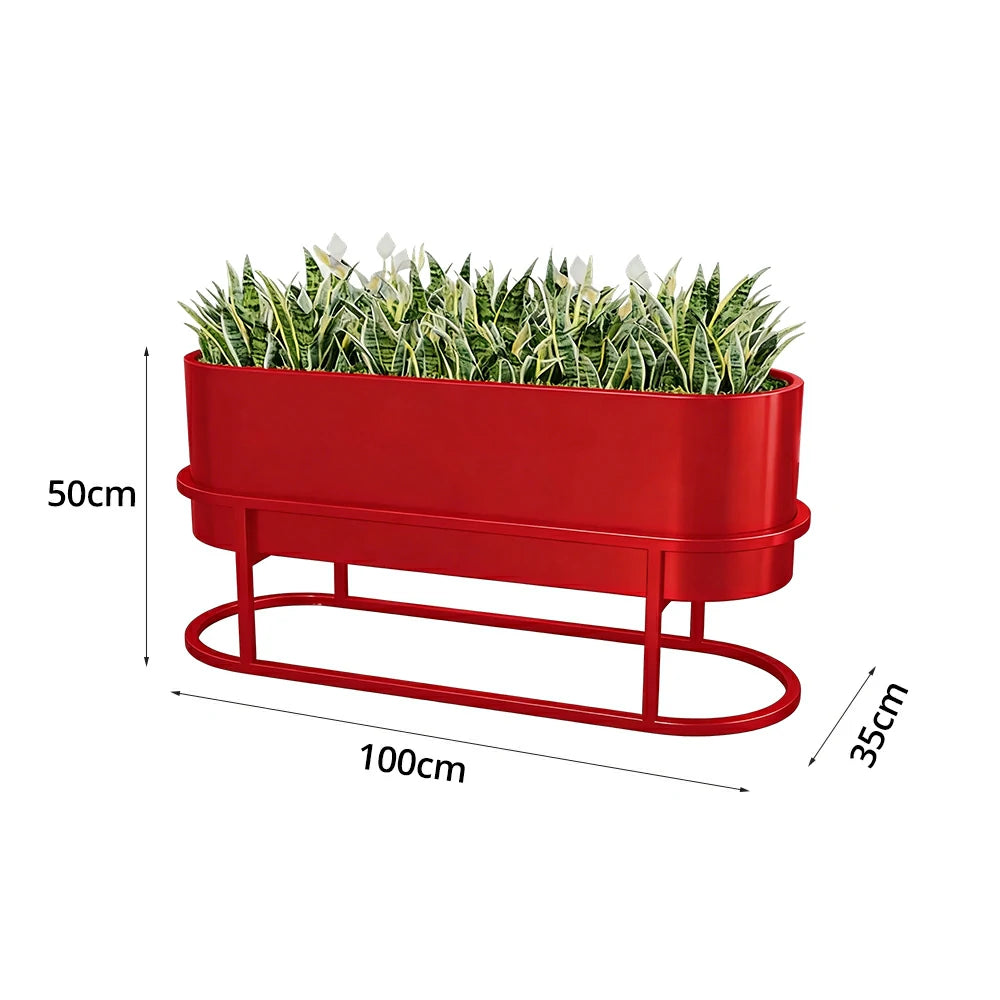 SOLARA Stainless Steel Planter Box Modern Outdoor Weather Resistant 100/120cm Patio Garden Commercial Use - Red