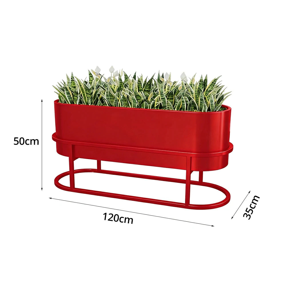 SOLARA Stainless Steel Planter Box Modern Outdoor Weather Resistant 100/120cm Patio Garden Commercial Use - Red