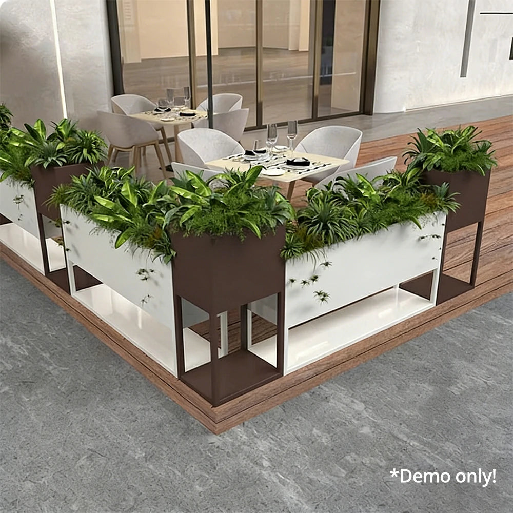 SOLARA Outdoor Planter Box Galvanised Steel Rust Resistant Modular Design 40cm Patio Cafe Garden Use - Black