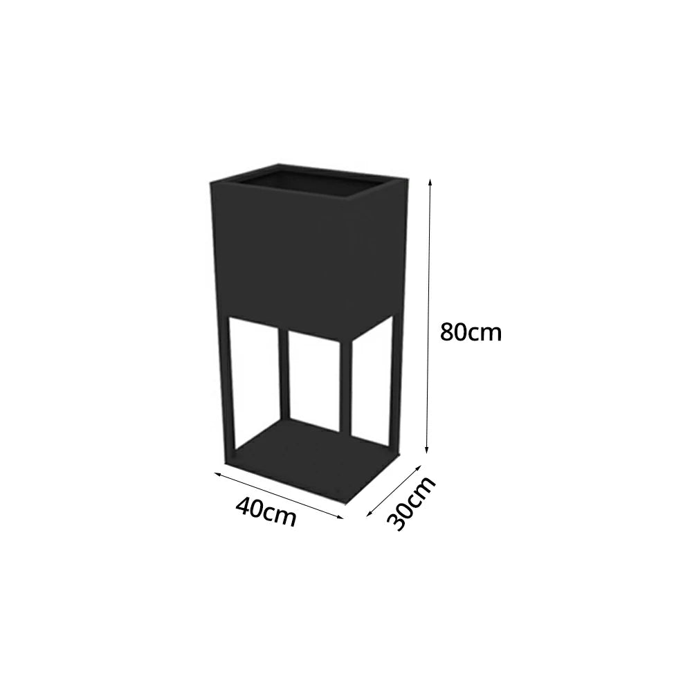 SOLARA Outdoor Planter Box Galvanised Steel Rust Resistant Modular Design 40cm Patio Cafe Garden Use - Black