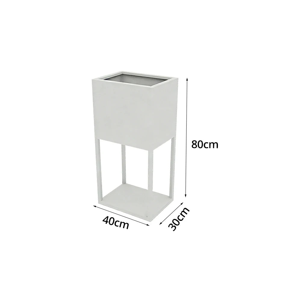 SOLARA Outdoor Planter Box Galvanised Steel Rust Resistant Modular Design 40cm Patio Cafe Garden Use - White