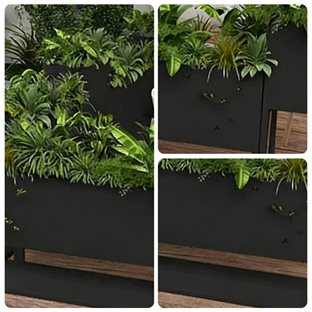 SOLARA Outdoor Planter Box Galvanised Steel Rust Resistant Modular Design 100cm Patio Cafe Garden Use - Black