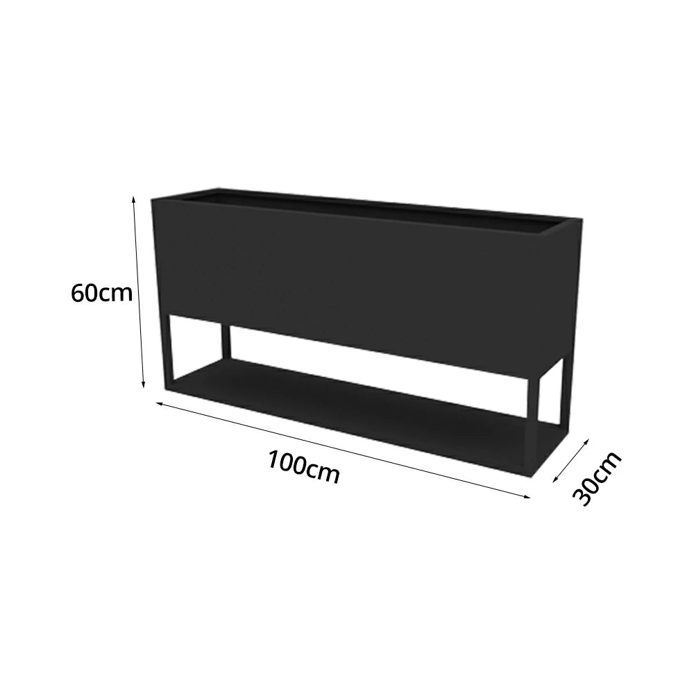 SOLARA Outdoor Planter Box Galvanised Steel Rust Resistant Modular Design 100cm Patio Cafe Garden Use - Black