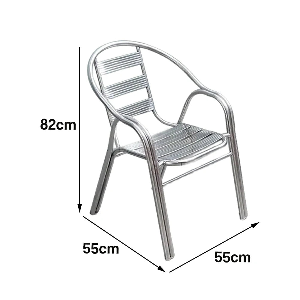 SOLARA Stainless Steel Outdoor Chair Weather Resistant Heavy Duty Reinforced Frame Patio Garden Balcony Seating - Silver