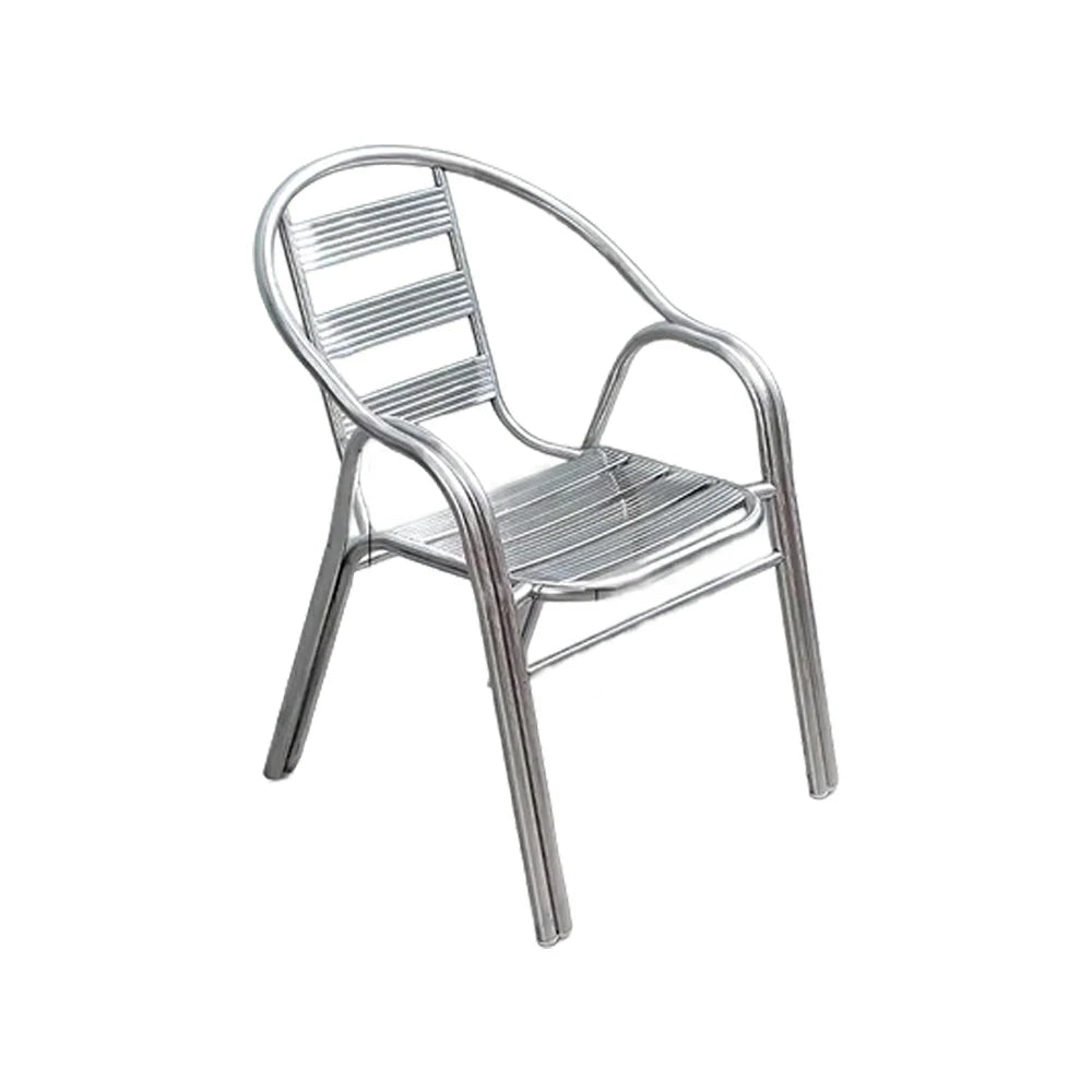SOLARA Stainless Steel Outdoor Chair Weather Resistant Heavy Duty Reinforced Frame Patio Garden Balcony Seating - Silver