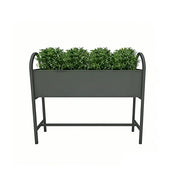 SOLARA Outdoor Planter Box Lightweight Galvanised Steel Modular Design 100/120cm Patio Balcony Cafe Use - Black