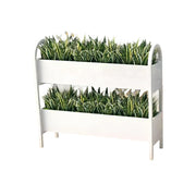SOLARA Outdoor Planter Box Double Layer Lightweight Galvanised Steel Modular Design 100/120cm Patio Balcony Cafe Use - White