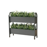 SOLARA Outdoor Planter Box Double Layer Lightweight Galvanised Steel Modular Design 100/120cm Patio Balcony Cafe Use - Black