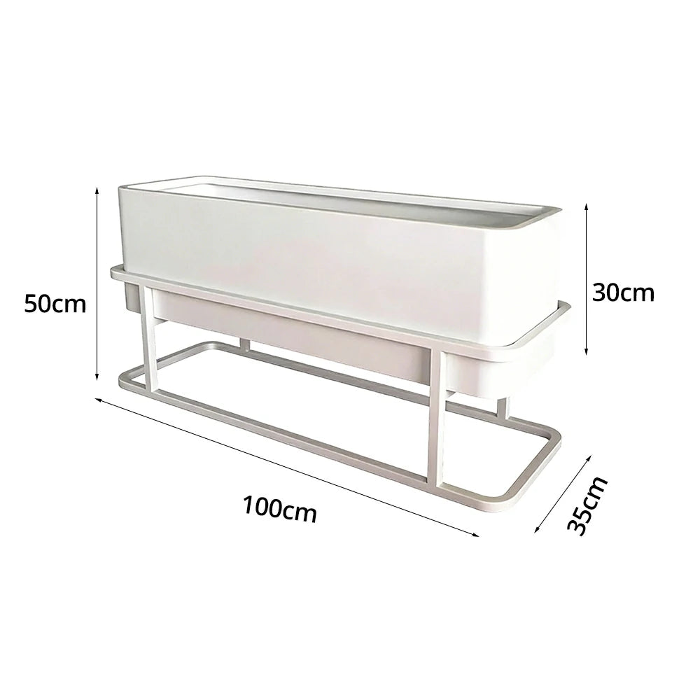 SOLARA Long Outdoor Planter Box Galvanised Steel Rust Resistant 80/100/120cm Patio Cafe Garden Divider Use - White